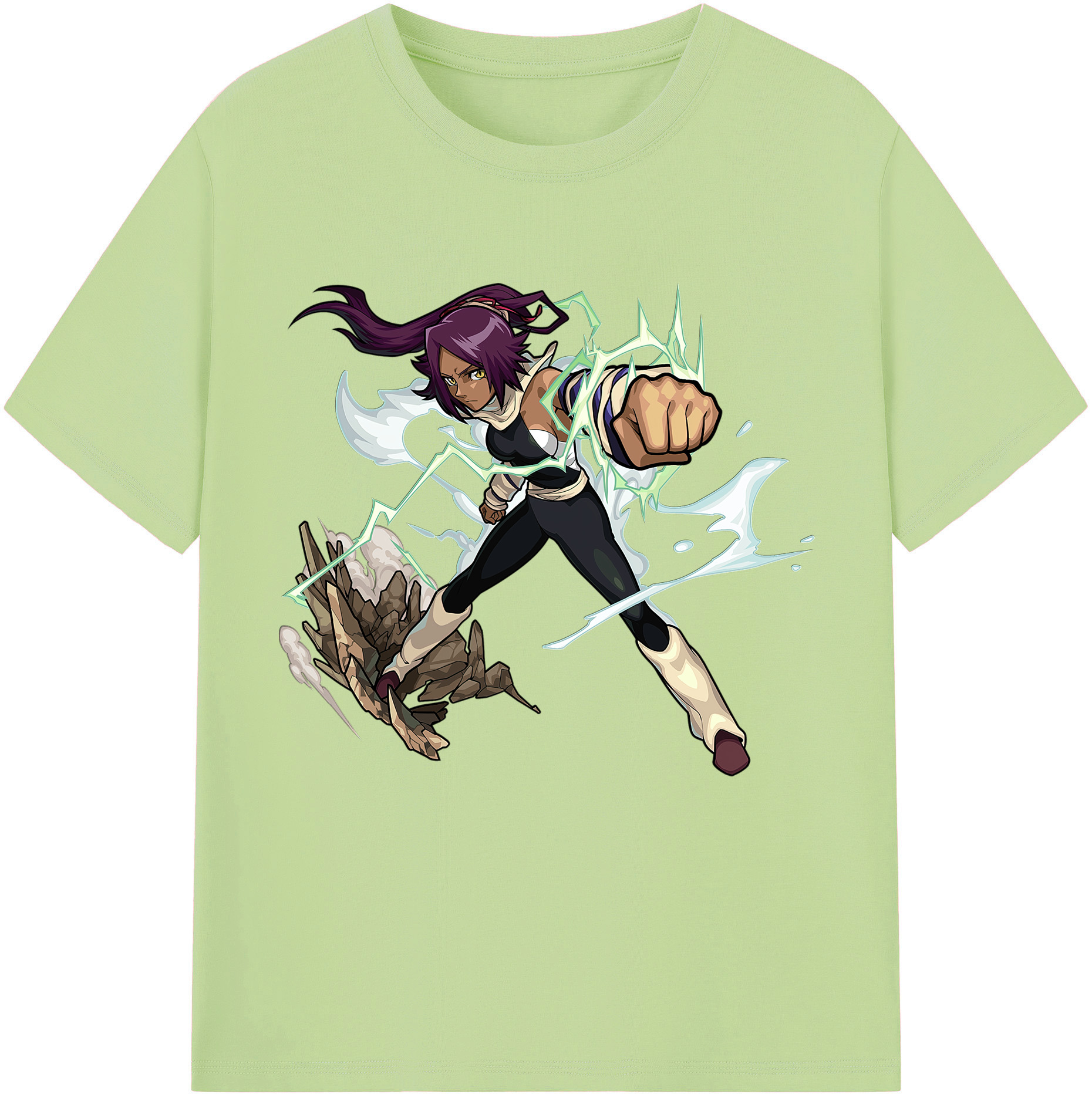 （画像用） ブリーチ 四楓院 夜一（しほういん よるいち） BLEACH Shihouin Yoruichi 綿100％半袖Tシャツ（フロントプリント）